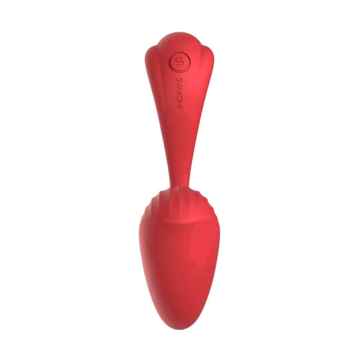 Vibratore rosso in silicone forma U con testa a ovulo e pulsanti SVAKOM