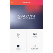 Schermata applicazione mobile Svakom categorie Play e Novità
