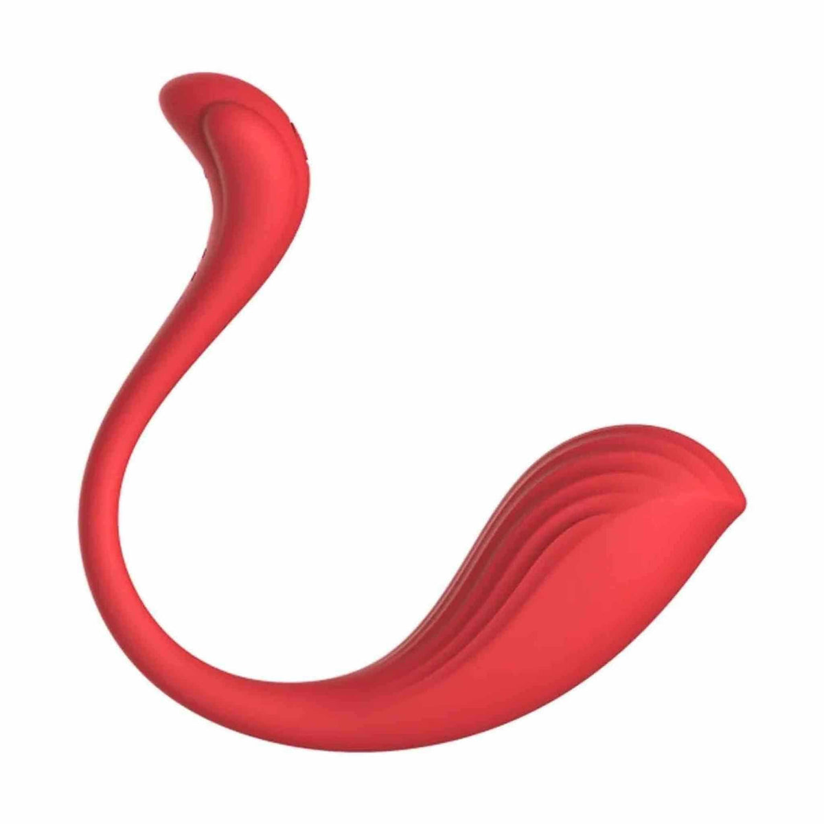 Vibratore rosso in silicone morbido con incisioni orizzontali sulla coda