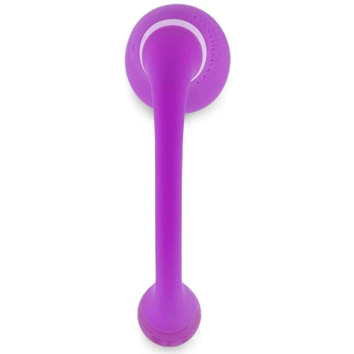 Vista posteriore ovulo vibrante Esca 2 silicone viola fascia bianca OhMiBod