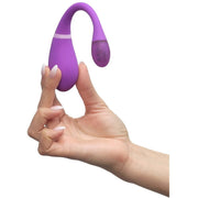 Mano tiene ovulo vibrante Esca 2 viola verticale curva verso l'alto