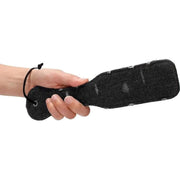 Paddle in denim nero distressed con finitura usata e cordino nero