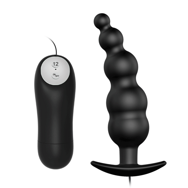 Palline Anali in Silicone con telecomando e 12 diversi programmi di vibrazione - Nero, Silicone, Impermeabile