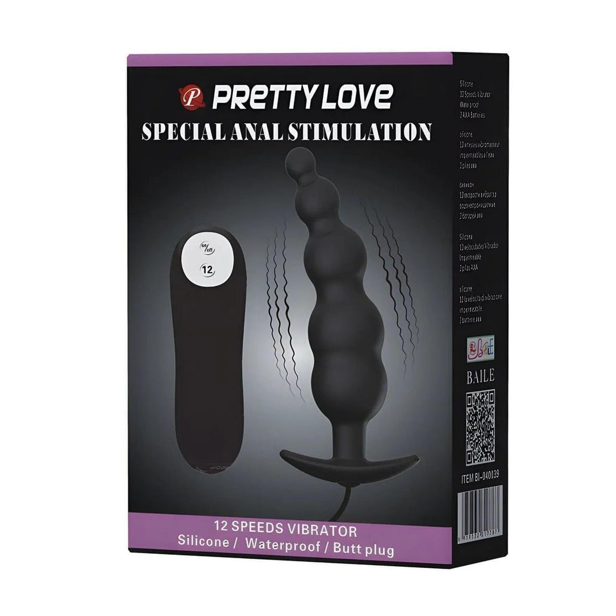 Palline Anali in Silicone con telecomando e 12 diversi programmi di vibrazione - Nero, Silicone, Impermeabile