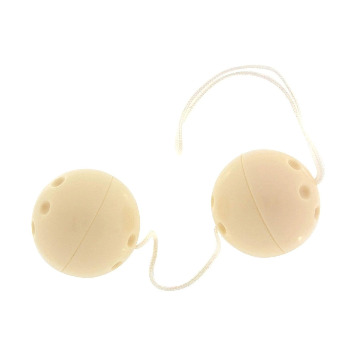 Palline vaginali DuoBalls beige in silicone liscio con cordino per esercizi Kegel