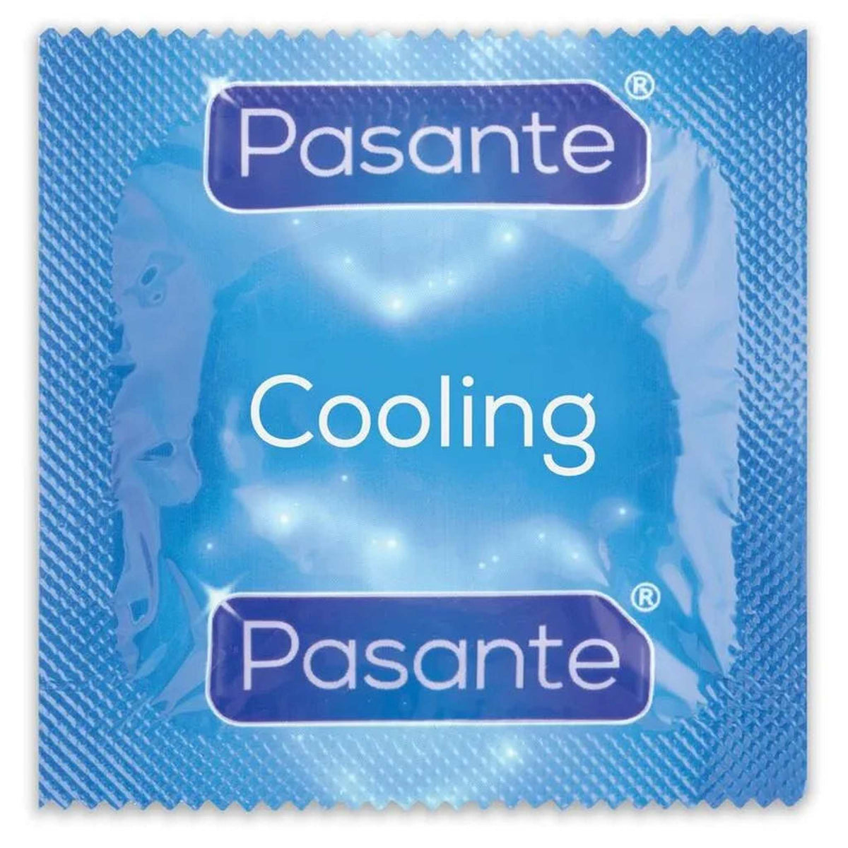 Confezione singola preservativo Pasante Cooling effetto freddo colore blu brillante