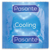 Confezione singola preservativo Pasante Cooling effetto freddo colore blu brillante