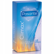 Scatola Pasante Climax 12 pezzi preservativi effetto caldo o freddo design gradiente
