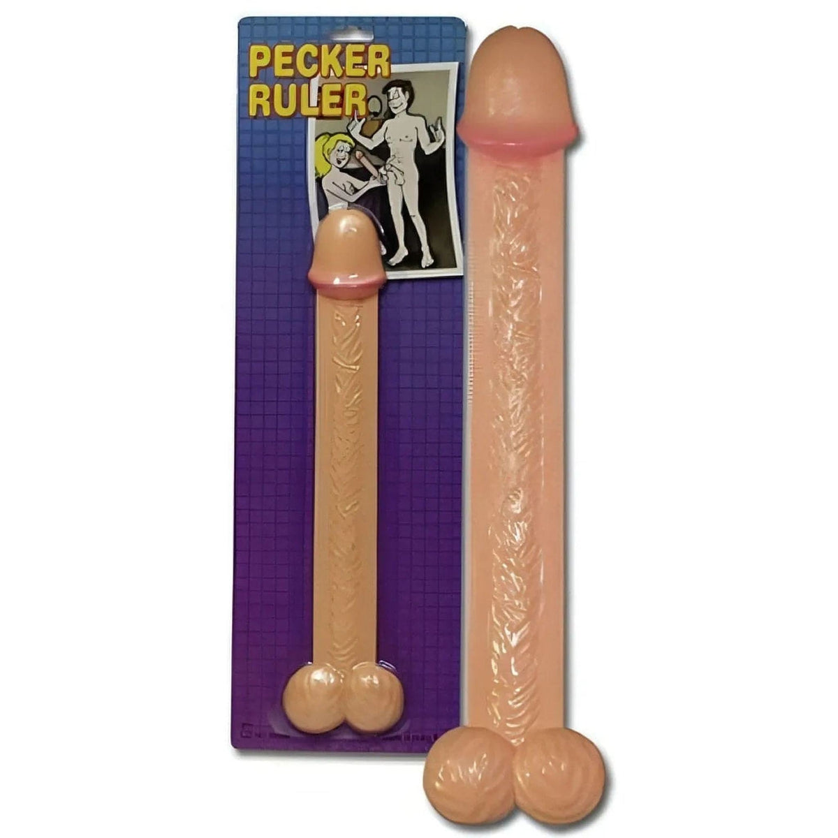 Righetto giocattolo Pecker Ruler SessoPerGioco colore carne con dettagli rosa e confezione