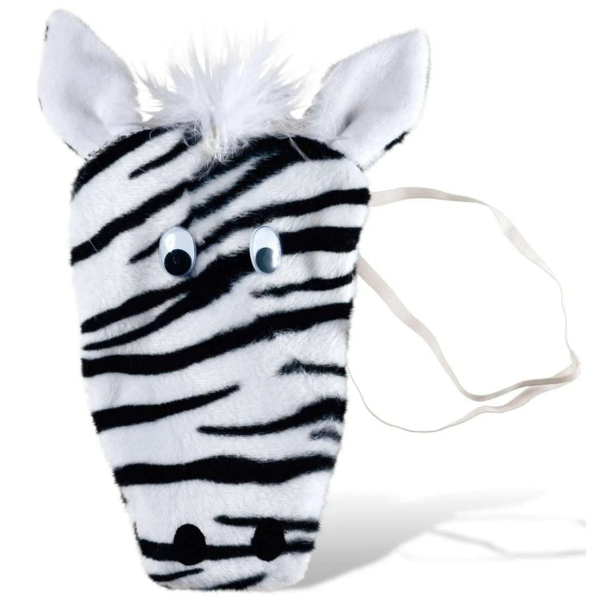 Perizoma zebra con orecchie e criniera, tessuto peloso bianco nero