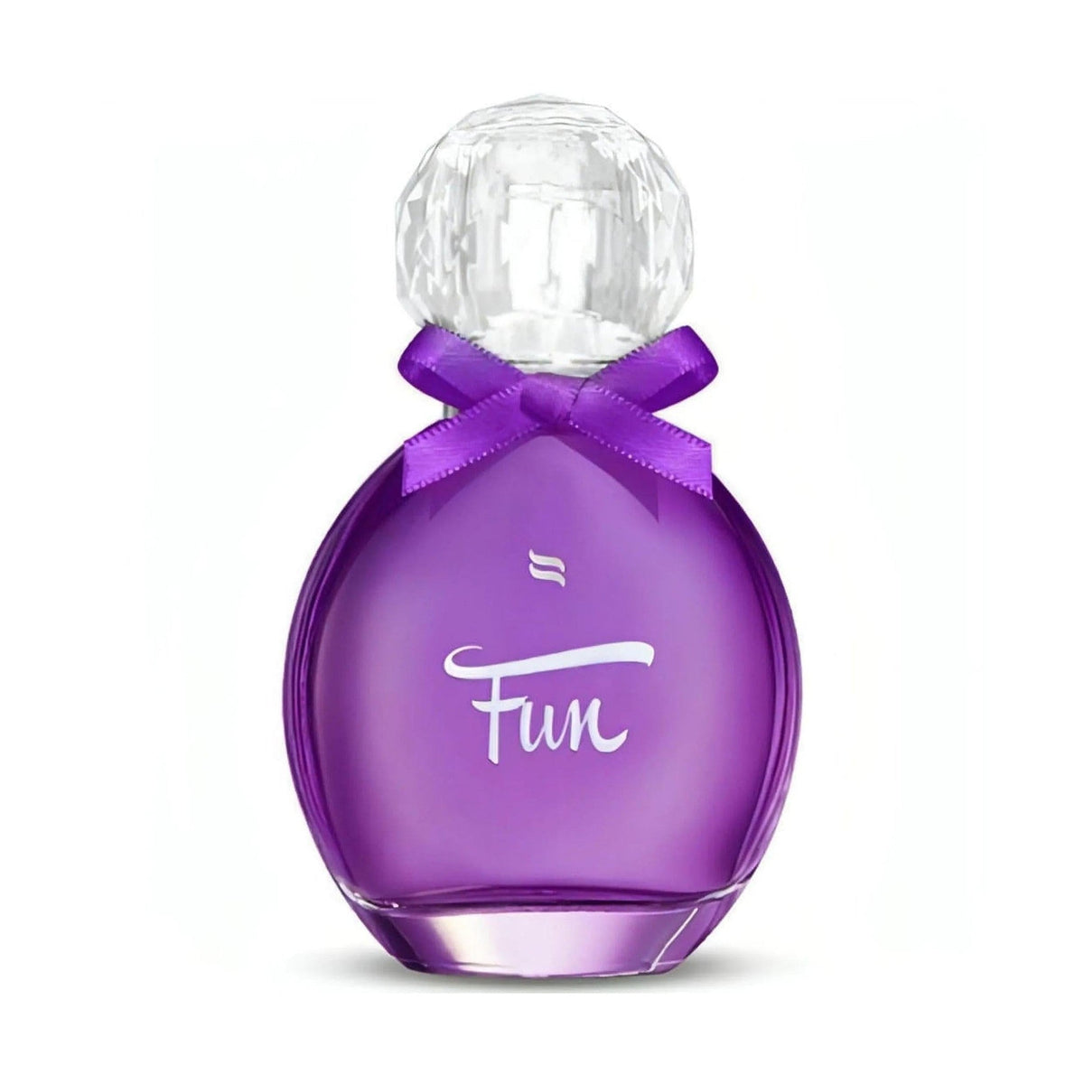 Perfume Pheromone Obsessive Fun 30 ml bottiglia viola sferica con tappo a faccette e nastro satinato