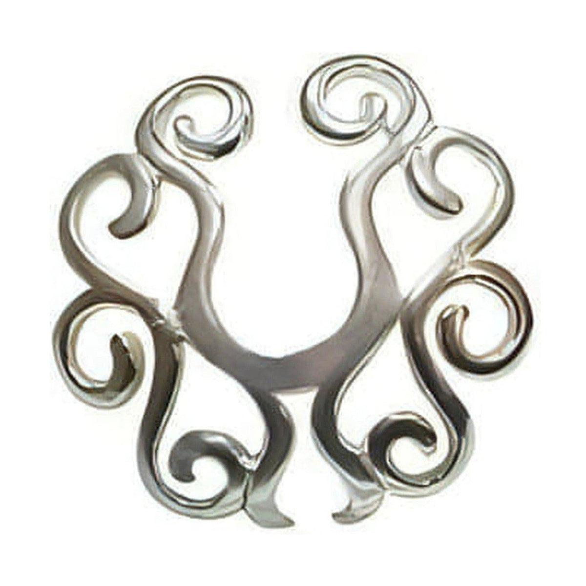 Piercing per capezzoli in metallo argento lucido con design a spirale