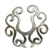 Piercing per capezzoli in metallo argento lucido con design a spirale