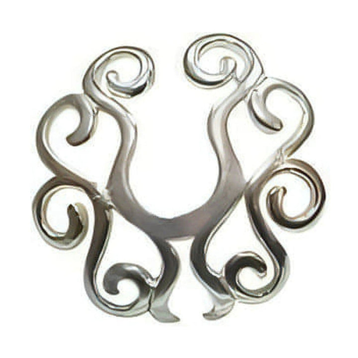 Piercing per capezzoli in metallo argento lucido con design a spirale