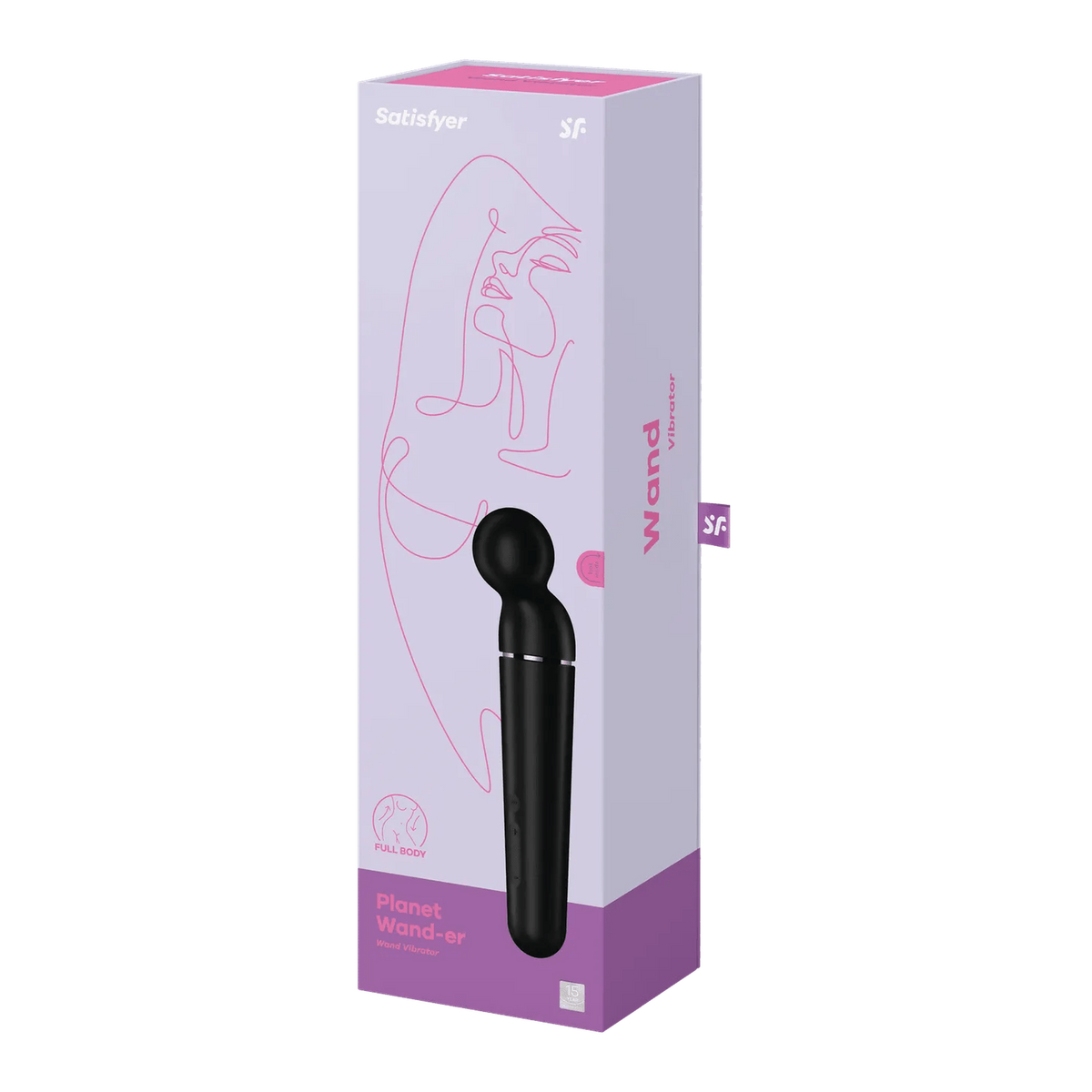Confezione vibratore Planet Wand-er Nero vista laterale