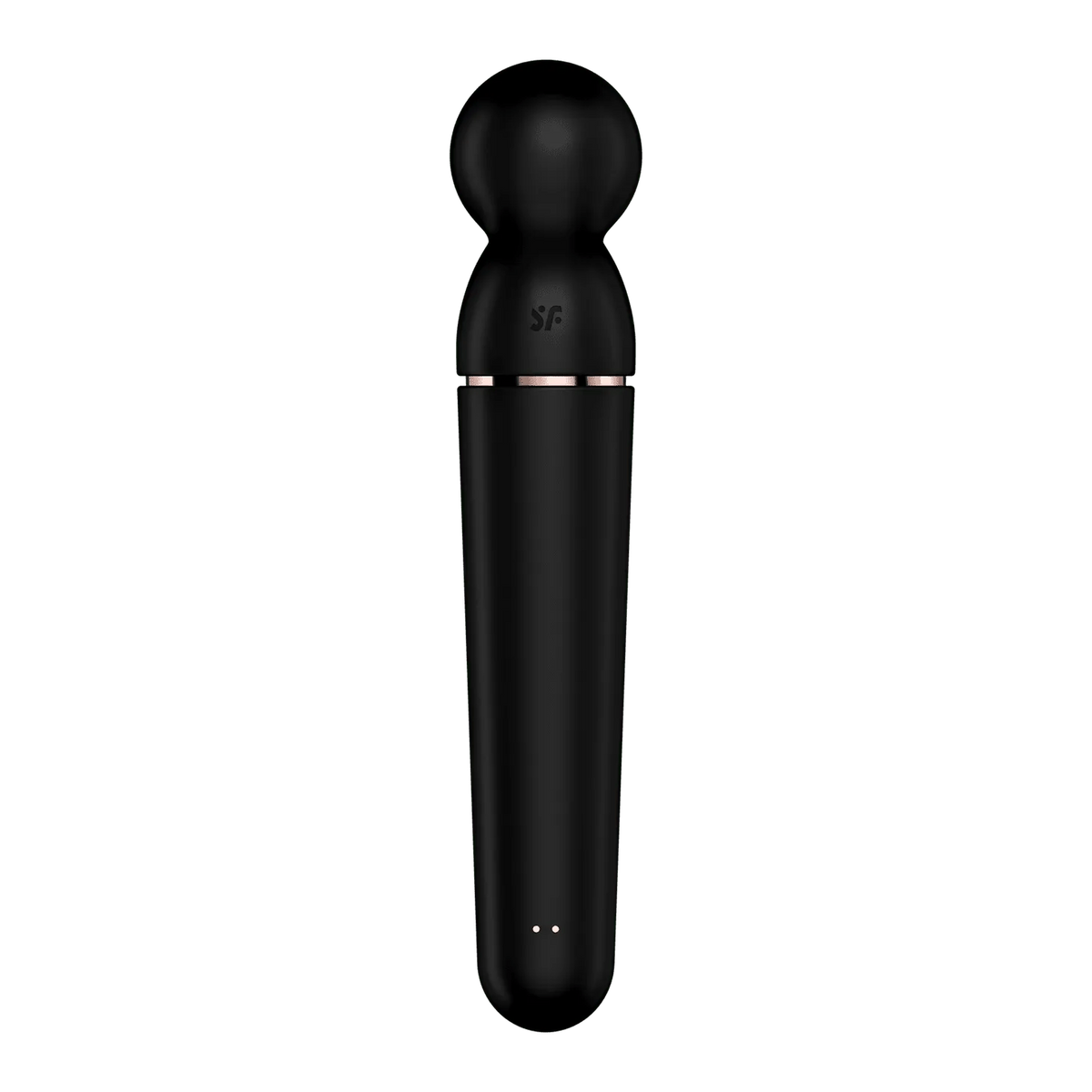 Vibratore Planet Wand-er nero logo SF vista frontale dettagliata