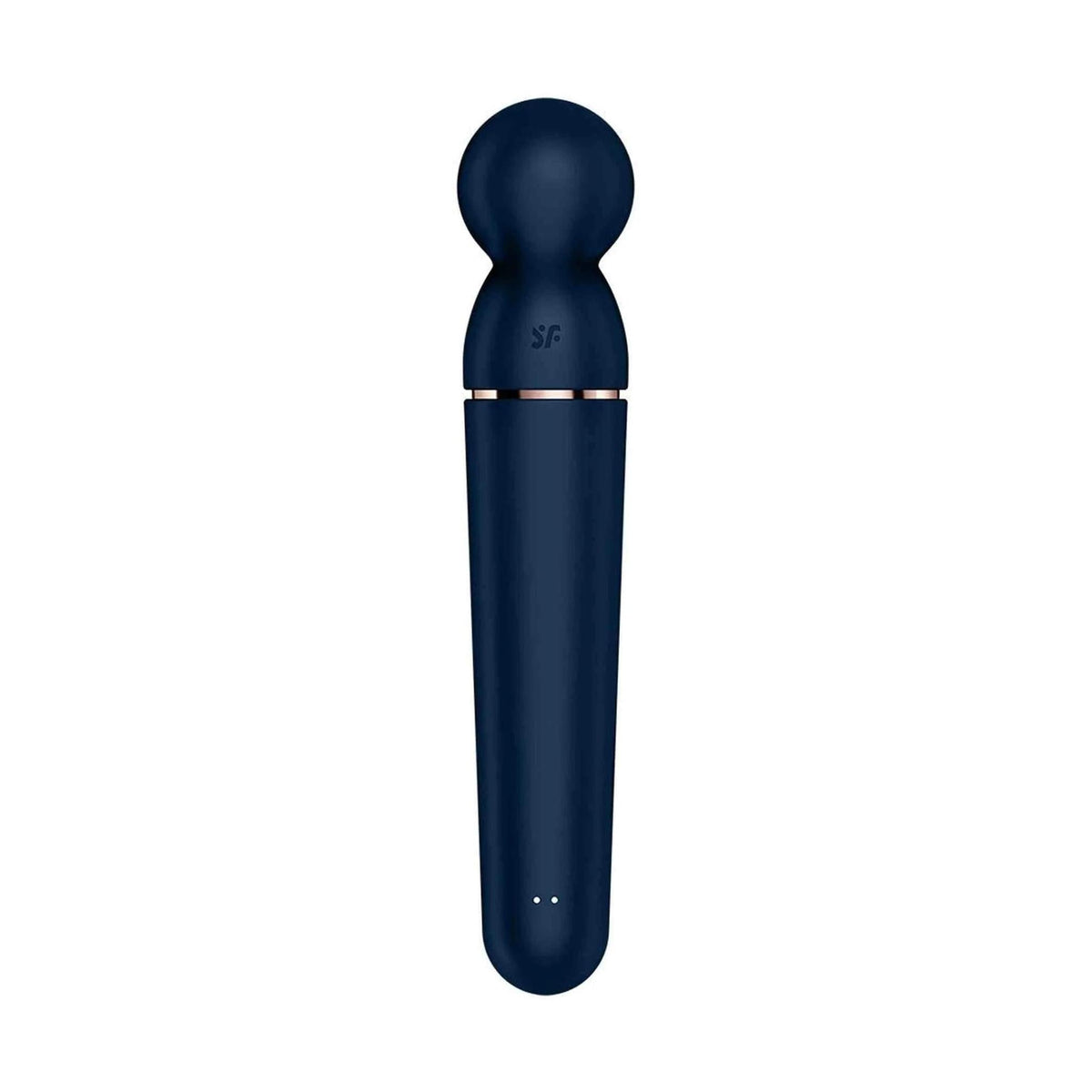 Vibratore Satisfyer Planet Wand-er blu opaco con logo SF e fascia rosa oro