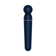 Vibratore Satisfyer Planet Wand-er blu opaco con logo SF e fascia rosa oro