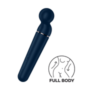 Vibratore Satisfyer Planet Wand-er blu scuro illustrazione uso corpo intero