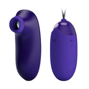 Ovulo vibrante cavo e succhiaclitoride a forma di bocca in silicone opaco viola
