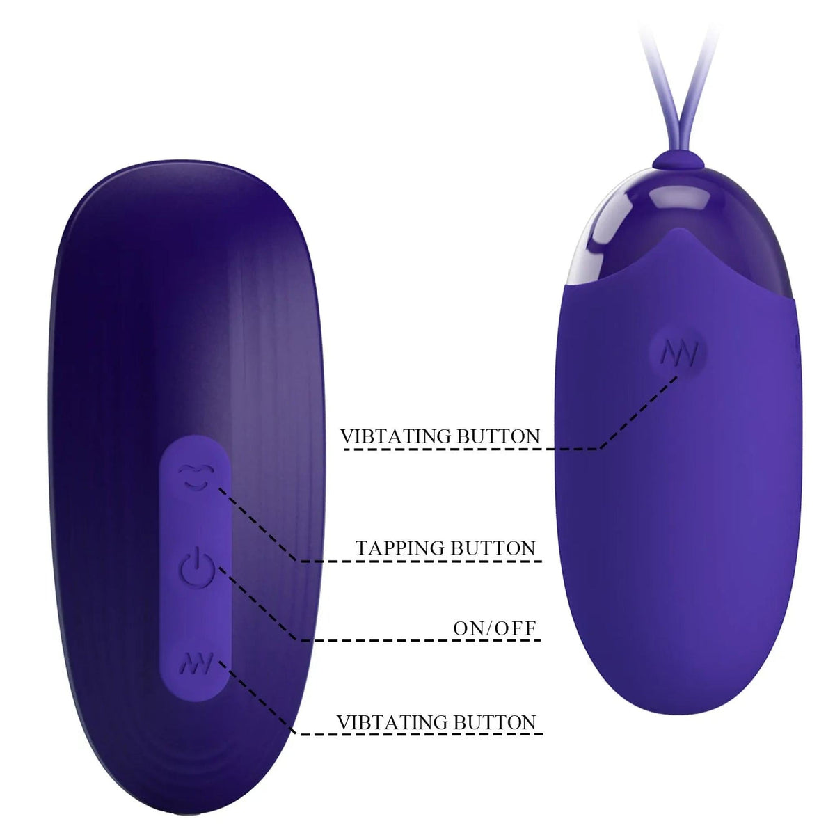 Pulsanti telecomando vibrazione e tapping su dispositivi sessuali viola wireless
