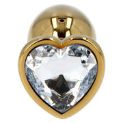 Plug anale cuore in metallo dorato con diamante Swarovski frontale dettagliata