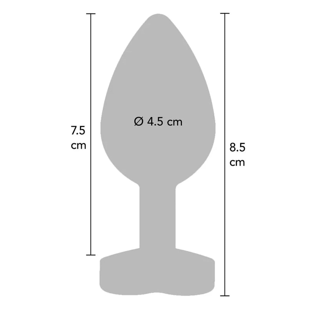 Schema dimensioni plug anale analo 8,5 cm altezza corpo 7,5 cm