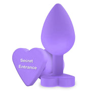 Plug anale viola ToyJoy base cuore staccata testo Secret Entrance