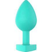 Plug anale silicone verde acqua base quadrata piatta vista verticale