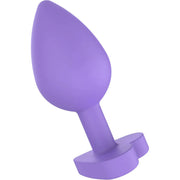 Plug anale viola ToyJoy silicone vista angolata base cuore