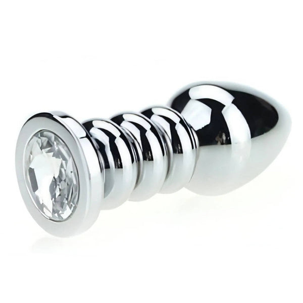 Plug Anale Ribbed in Acciaio 175g con Gemma