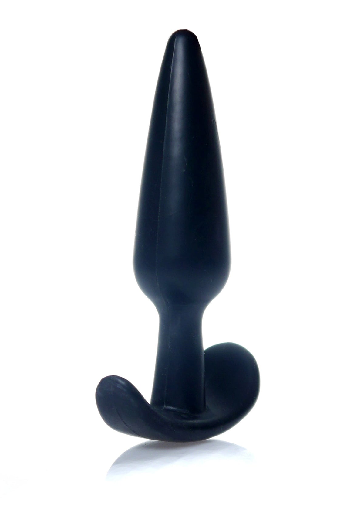 Vista laterale plug anale nero in silicone opaco 12 cm