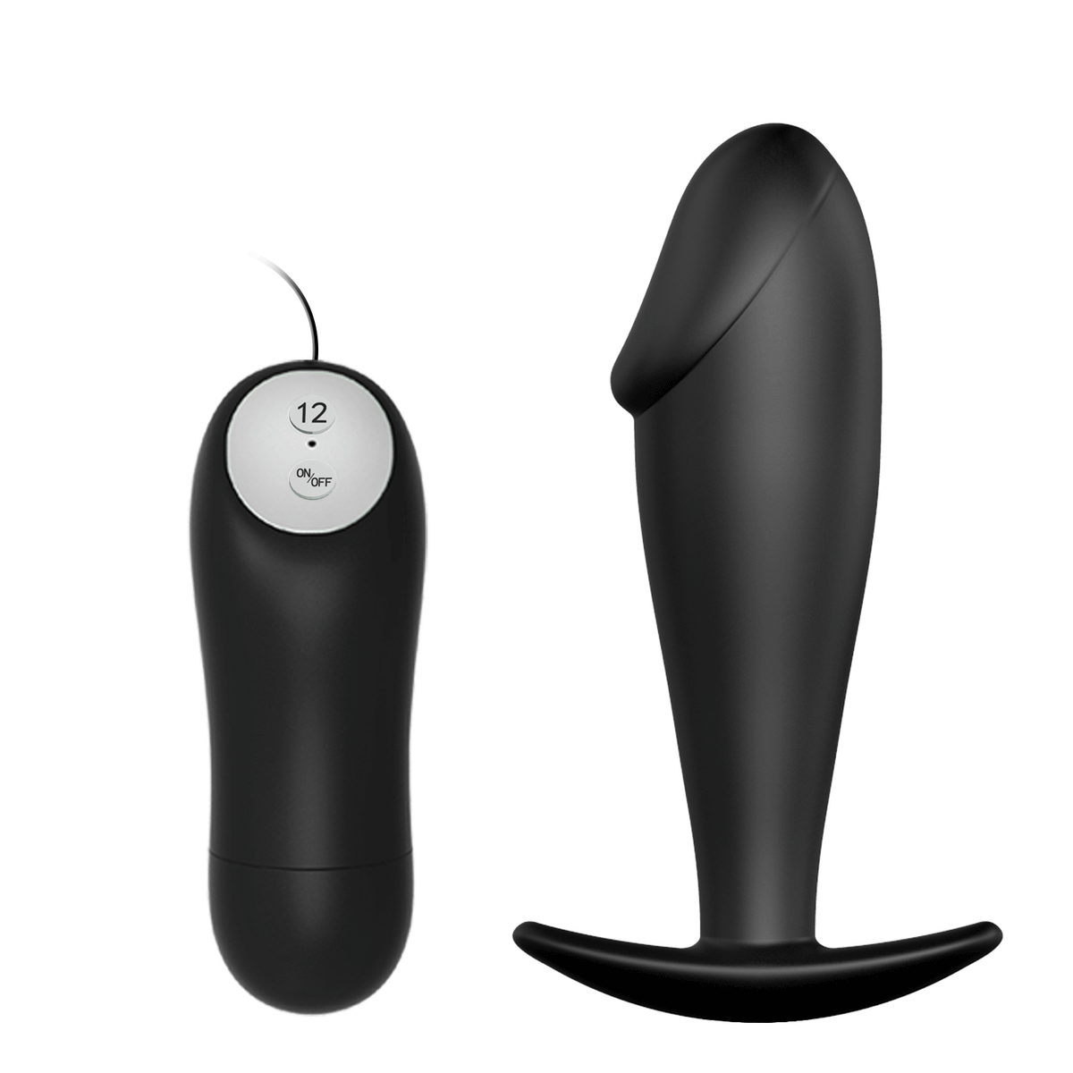 Plug Anale Vibrante Design con glande scolpito - 12 Modalità Di Vibrazione, Nero