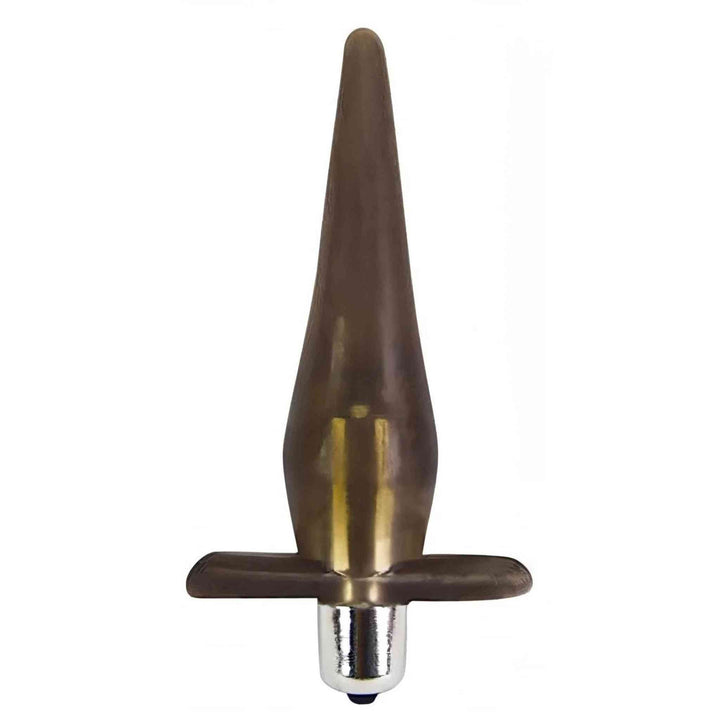 Plug anale vibrante multispeed grigio fumo con base a croce e motore cromato