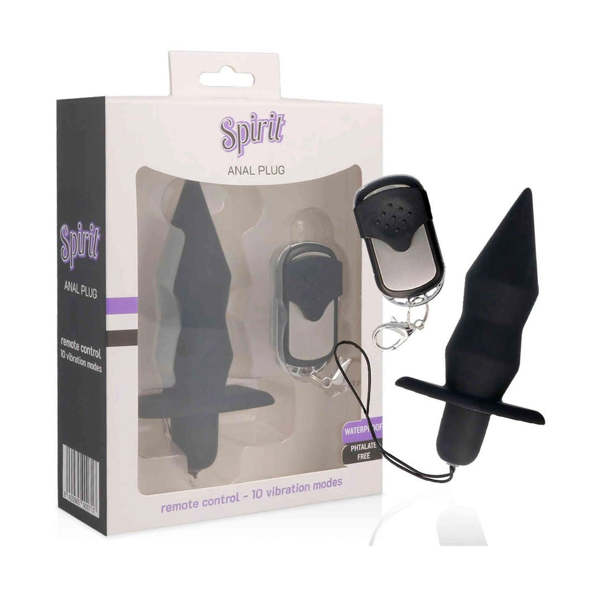 Confezione Plug Anale Wireless Nero Spirit con telecomando e 10 modalità vibrazione