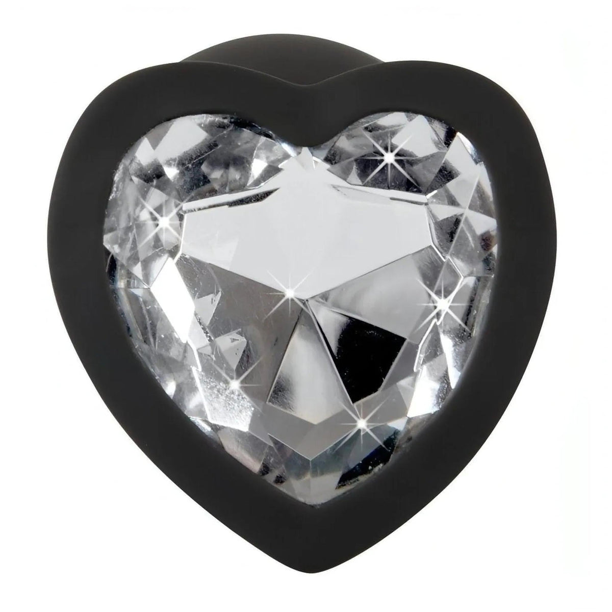Plug Anale con Diamante a forma di cuore - Nero, Silicone