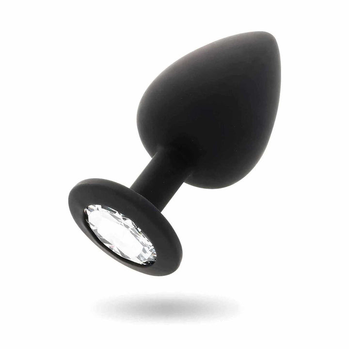 Plug Anale Nero in Silicone con Cristallo Swarovski Diamante