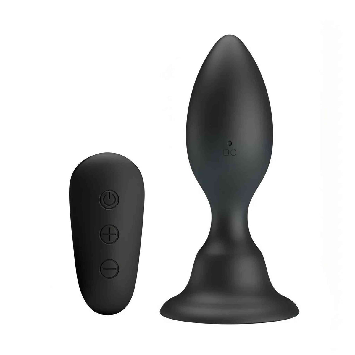 Plug anale gonfiabile nero in silicone con telecomando wireless a 12 modalità