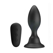 Plug anale gonfiabile nero in silicone con telecomando wireless a 12 modalità