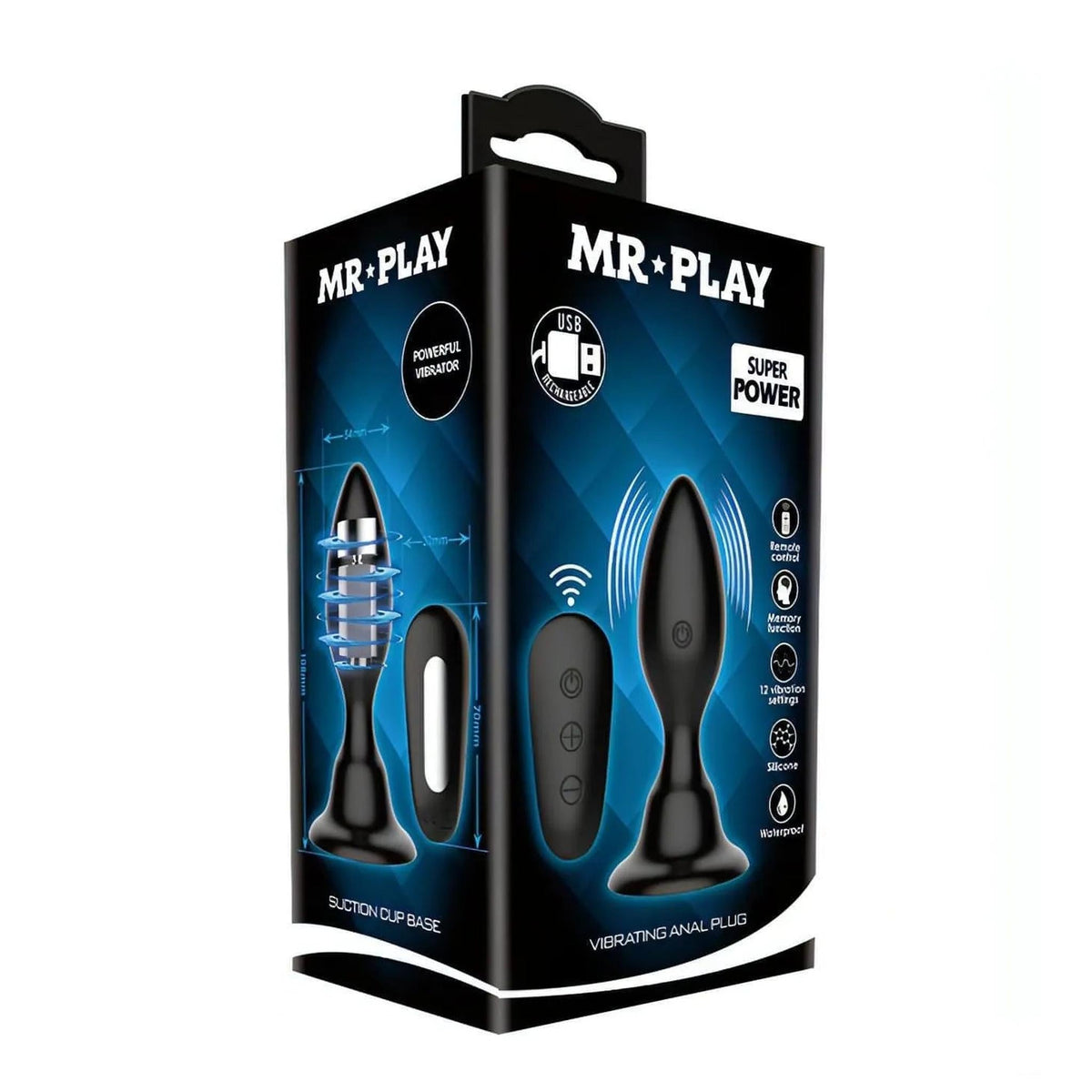 Scatola confezione plug anale vibrante MR PLAY impermeabile e ricaricabile