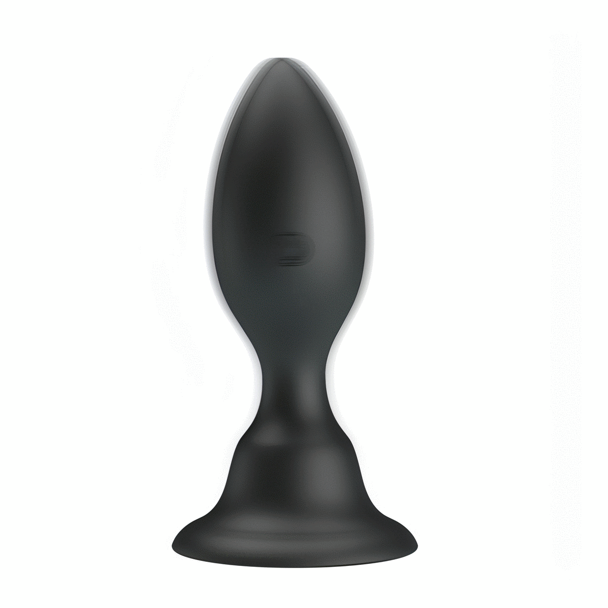 Plug anale nero in silicone forma ergonomica con logo inciso