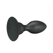 Lato plug anale nero in silicone con base ampia e simbolo sicurezza