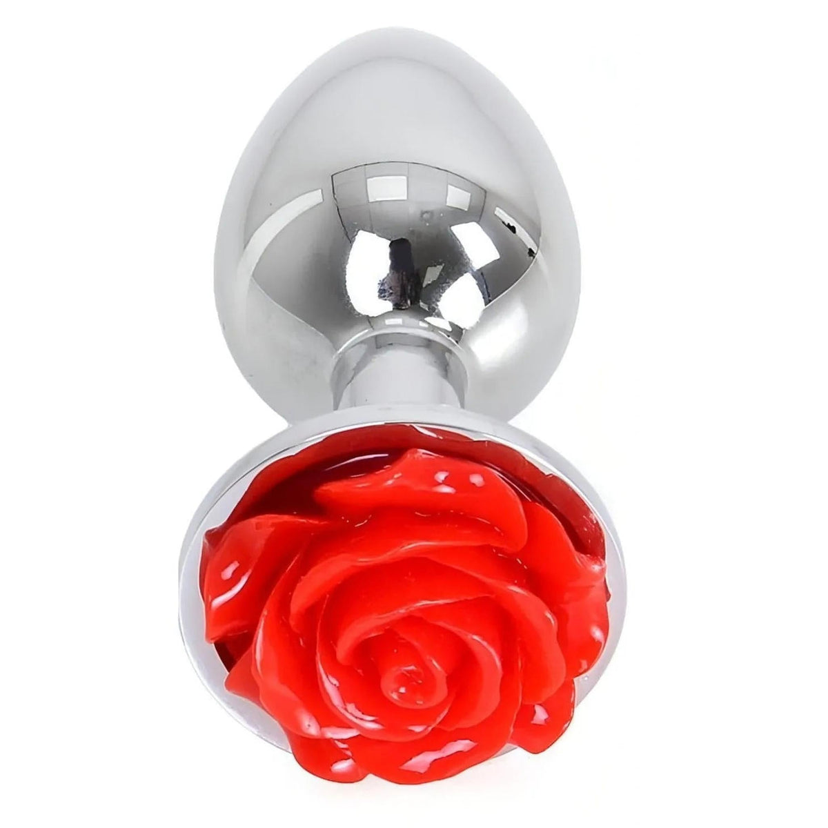 Plug anale in acciaio con rosa decorativa - S