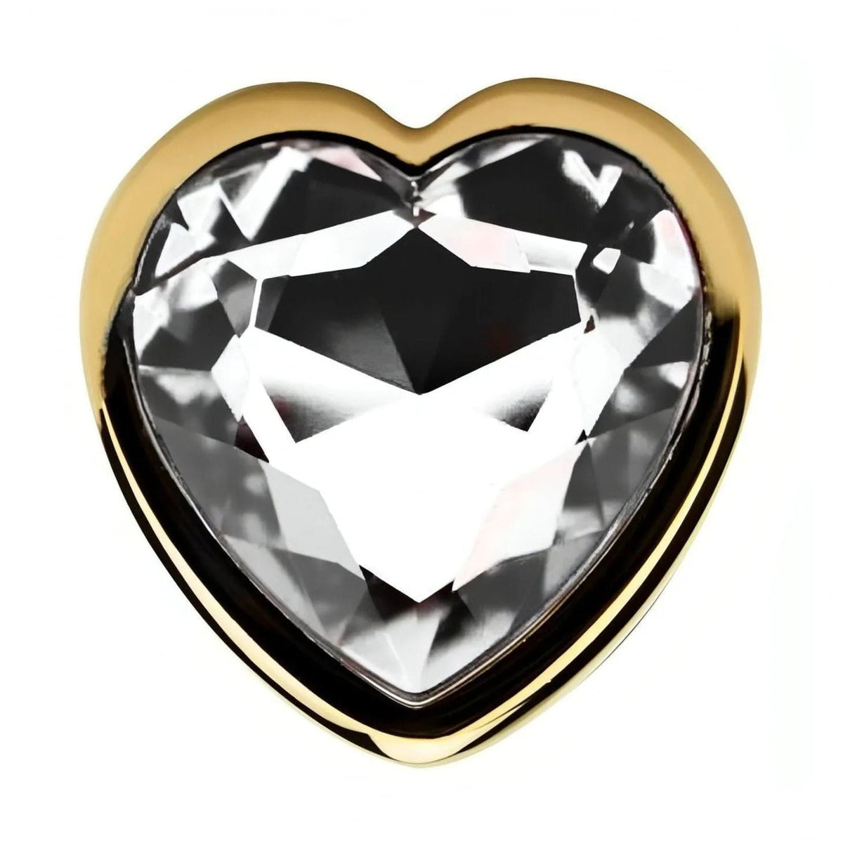 Plug anale in metallo dorato con Diamante a forma di cuore - Bianco, Small