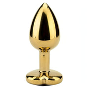 Plug anale in metallo dorato con Diamante a forma di cuore - Bianco, Small