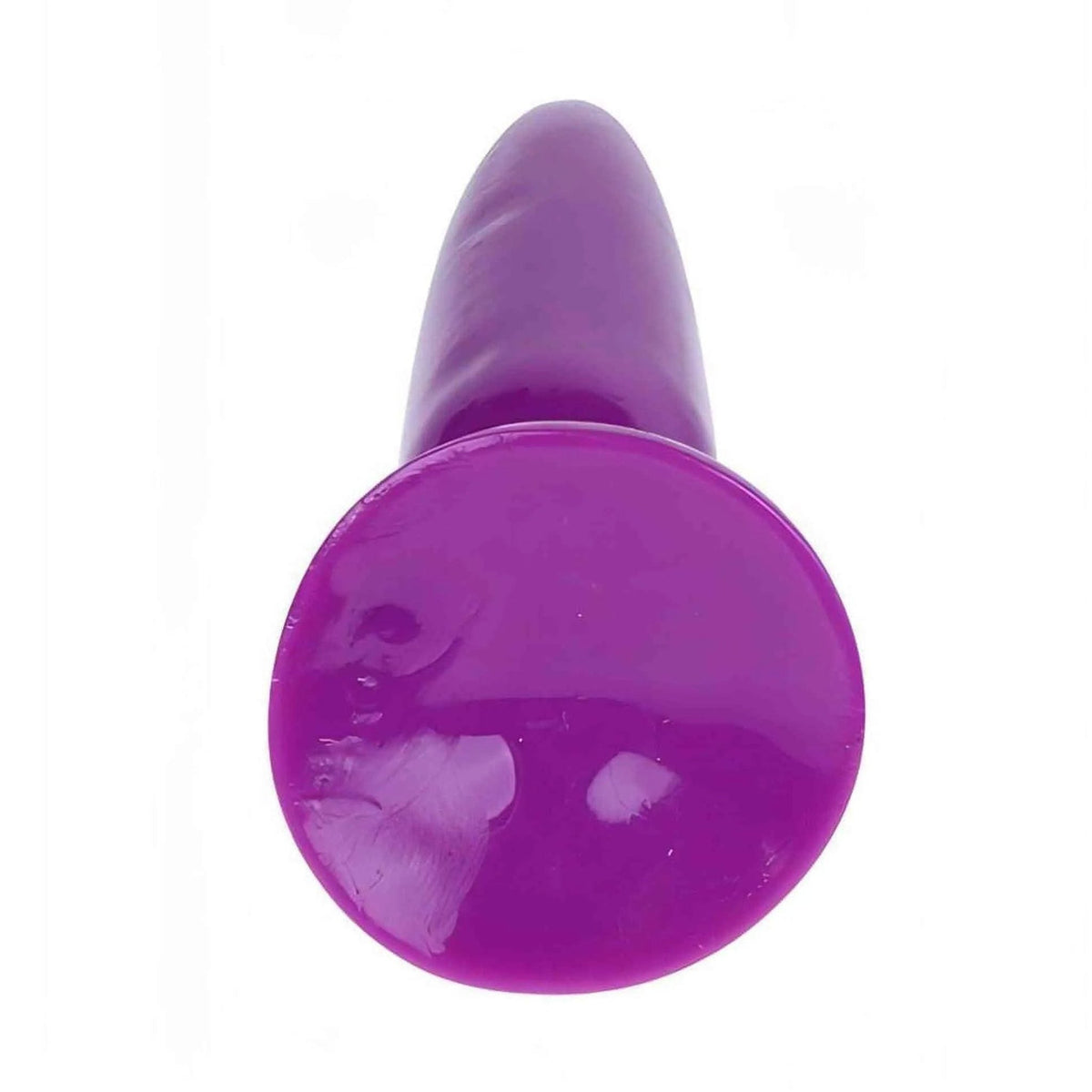 Dettaglio testa circolare liscia plug anale viola intenso su sfondo bianco