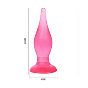 Plug anale rosa morbido con diametro crescente e misure indicate
