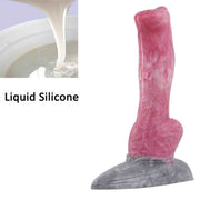 Dildo rosa in silicone liquido con superficie lucida e base marmo