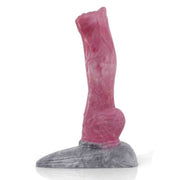 Dildo rosa venato in silicone liquido con base effetto marmo grigio