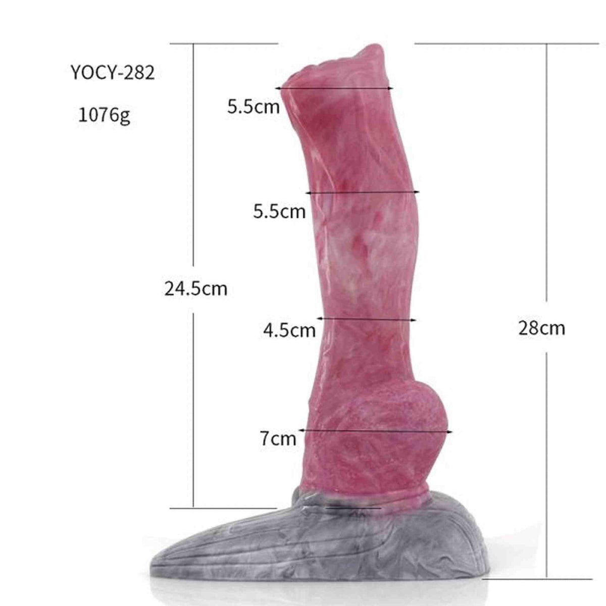 Dildo rosa YOCY-282 misure 28 cm con base effetto marmo grigio